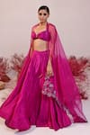 Buy_Baise Gaba_Magenta Lehenga And Blouse Crepe Solid Halter Mallika Set  _Online_at_Aza_Fashions