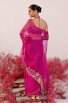 Shop_Baise Gaba_Magenta Crepe Embroidered Floral Dastaan Saree _at_Aza_Fashions