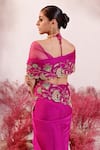 Baise Gaba_Magenta Crepe Embroidered Floral Dastaan Saree _at_Aza_Fashions