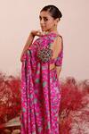 Shop_Baise Gaba_Magenta Crepe Embroidered Floral Florina Saree With Blouse _at_Aza_Fashions