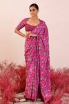 Baise Gaba_Magenta Crepe Embroidered Floral Florina Saree With Blouse _Online_at_Aza_Fashions