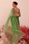 Shop_Baise Gaba_Green Crepe Embroidered Floral Leaf Neck Deviana Saree _Online_at_Aza_Fashions