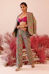 Buy_Baise Gaba_Green Crepe Embroidered Floral Shawl Lapel Sajida Blazer And Pant Set _Online_at_Aza_Fashions