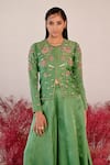 Buy_Baise Gaba_Green Satin Organza Embroidered Floral Sarangz Top And Sharara Set _Online_at_Aza_Fashions