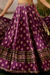 Buy_Baise Gaba_Purple Lehenga Modal Satin Printed Lotus Broad Round Kamli Set  