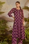 Baise Gaba_Purple Kurta Georgette Printed Floral Kishori A-line And Pant Set _at_Aza_Fashions
