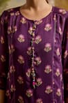 Baise Gaba_Purple Kurta Georgette Printed Floral Round Kirshori A-line  _Online_at_Aza_Fashions