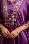 Baise Gaba_Purple Kaftan Satin Silk Embroidery Mirror Kumari Work And Pant Set _at_Aza_Fashions