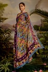Buy_Baise Gaba_Purple Saree Lurex Chiffon Printed Tropical Samandar With Blouse _Online_at_Aza_Fashions