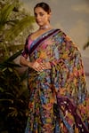 Shop_Baise Gaba_Purple Saree Lurex Chiffon Printed Tropical Samandar With Blouse _at_Aza_Fashions