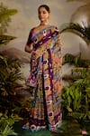 Baise Gaba_Purple Saree Lurex Chiffon Printed Tropical Samandar With Blouse _at_Aza_Fashions