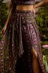 Baise Gaba_Purple Lurex Chiffon Sharvari One Shoulder Crop Top And Skirt Set _at_Aza_Fashions