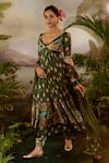 Shop_Baise Gaba_Green Modal Satin Printed And Embroidered Floral Gauri Anarkali Set _Online_at_Aza_Fashions