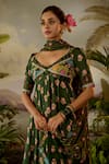 Baise Gaba_Green Modal Satin Printed And Embroidered Floral Gauri Anarkali Set _at_Aza_Fashions