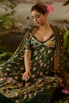 Baise Gaba_Green Modal Satin Printed And Embroidered Floral Broad V Gauri Anarkali _at_Aza_Fashions