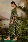 Baise Gaba_Green Modal Satin Printed And Embroidered Floral Ruhani Pleated Kurta _at_Aza_Fashions