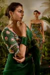 Baise Gaba_Green Saree Organza Printed And Embroidered Floral Taru & Blouse Set _at_Aza_Fashions