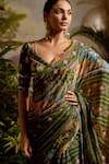 Baise Gaba_Green Saree Lurex Chiffon Printed And Falguni & Blouse Set  _at_Aza_Fashions