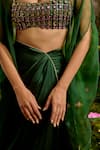 Baise Gaba_Green Choga Organza Hand Embroidered Rhinestones And Trishna Bustier Skirt Set _at_Aza_Fashions