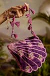 Buy_Baise Gaba_Purple Thread Shailaja Printed Shell Shaped Bag_at_Aza_Fashions