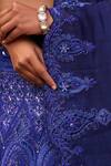Shop_Reeti Arneja_Blue Organza Embroidery Swarovski Plunging Neck Bridal Lehenga Set For Women_Online_at_Aza_Fashions