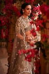 Reeti Arneja_Silver Net Embroidery Gunmetal Metallic Mukaish And Salli Bridal Lehenga Set _at_Aza_Fashions