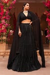 Buy_Reeti Arneja_Black Organza Blouse And Dupatta Embroidery Dori Syah Pleated Lehenga Set _Online_at_Aza_Fashions