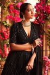 Reeti Arneja_Black Organza Blouse And Dupatta Embroidery Dori Syah Pleated Lehenga Set _at_Aza_Fashions