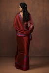 Shop_Dressfolk_Maroon Maitri Border Handwoven Saree With Unstitched Blouse Fabric  _at_Aza_Fashions