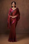 Dressfolk_Maroon Maitri Border Handwoven Saree With Unstitched Blouse Fabric  _Online_at_Aza_Fashions