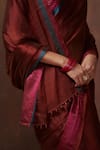 Buy_Dressfolk_Maroon Tissue Zari Maitri Border Handwoven Saree With Unstitched Blouse Fabric _Online_at_Aza_Fashions