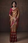 Buy_Dressfolk_Gold Tejaswi Roman Handwoven Saree With Unstitched Blouse Fabric _at_Aza_Fashions