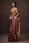 Dressfolk_Gold Tejaswi Roman Handwoven Saree With Unstitched Blouse Fabric _Online_at_Aza_Fashions