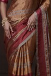 Buy_Dressfolk_Gold Tejaswi Roman Handwoven Saree With Unstitched Blouse Fabric _Online_at_Aza_Fashions