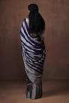 Shop_Dressfolk_Blue Tissue Awning Striped Husna Handwoven Saree With Unstitched Blouse Fabric _at_Aza_Fashions