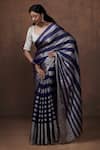 Buy_Dressfolk_Blue Tissue Awning Striped Husna Handwoven Saree With Unstitched Blouse Fabric _Online_at_Aza_Fashions