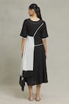 Shop_Samyukta Singhania_Black Cotton, Linen Round Neck Cupro Dress _at_Aza_Fashions