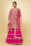 Buy_Priyaa_Pink Chanderi Hand Embroidered Zari Round Kurta Sharara Set  _Online_at_Aza_Fashions