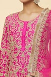 Shop_Priyaa_Pink Chanderi Hand Embroidered Zari Round Kurta Sharara Set  _Online_at_Aza_Fashions