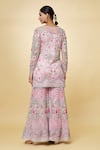 Shop_Priyaa_Pink Chanderi Hand Embroidered Mirror Boat Neck Kurta Sharara Set  _at_Aza_Fashions