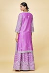 Shop_Priyaa_Purple Chanderi Hand Embroidered Zari Notched Kurta Sharara Set _at_Aza_Fashions