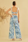 Shop_Sage Saga_Blue Poplin Embellished Floral Sweetheart Azul Blossom Pattern Bustier _at_Aza_Fashions