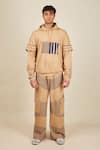 Buy_BANANA labs_Beige Cotton Knit Printed Wave Stripe Hand Block Big Hoodie And Pant Set _at_Aza_Fashions