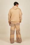 Shop_BANANA labs_Beige Cotton Knit Printed Wave Stripe Hand Block Big Hoodie And Pant Set _at_Aza_Fashions