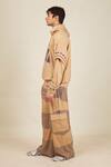 BANANA labs_Beige Cotton Knit Printed Wave Stripe Hand Block Big Hoodie And Pant Set _Online_at_Aza_Fashions