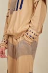 Shop_BANANA labs_Beige Cotton Knit Printed Wave Stripe Hand Block Big Hoodie And Pant Set _Online_at_Aza_Fashions