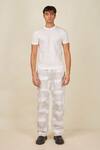 Buy_BANANA labs_Ivory Pant Denim Printed Graded Checkered Hand Block And T-shirt Set _at_Aza_Fashions