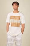 Buy_BANANA labs_White Pant Denim Printed Mist And Checkered Hand Block T-shirt & Set _Online_at_Aza_Fashions