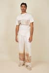 Buy_BANANA labs_White Linen Printed Hazy Hand Block Murk Pant _at_Aza_Fashions