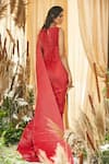 Shop_Tasuvure Indes_Red Rich Pleated Fabric Saree Gown  _at_Aza_Fashions